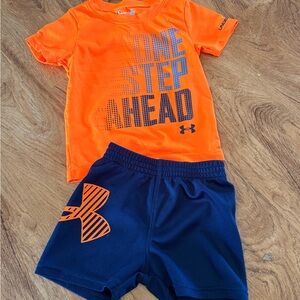 Under Armour Orange Tee with Navy Athletic Shorts Set